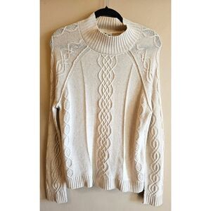 Adventura cashmere,wool blend cable knit sweater, lightweight, fisherman core, S